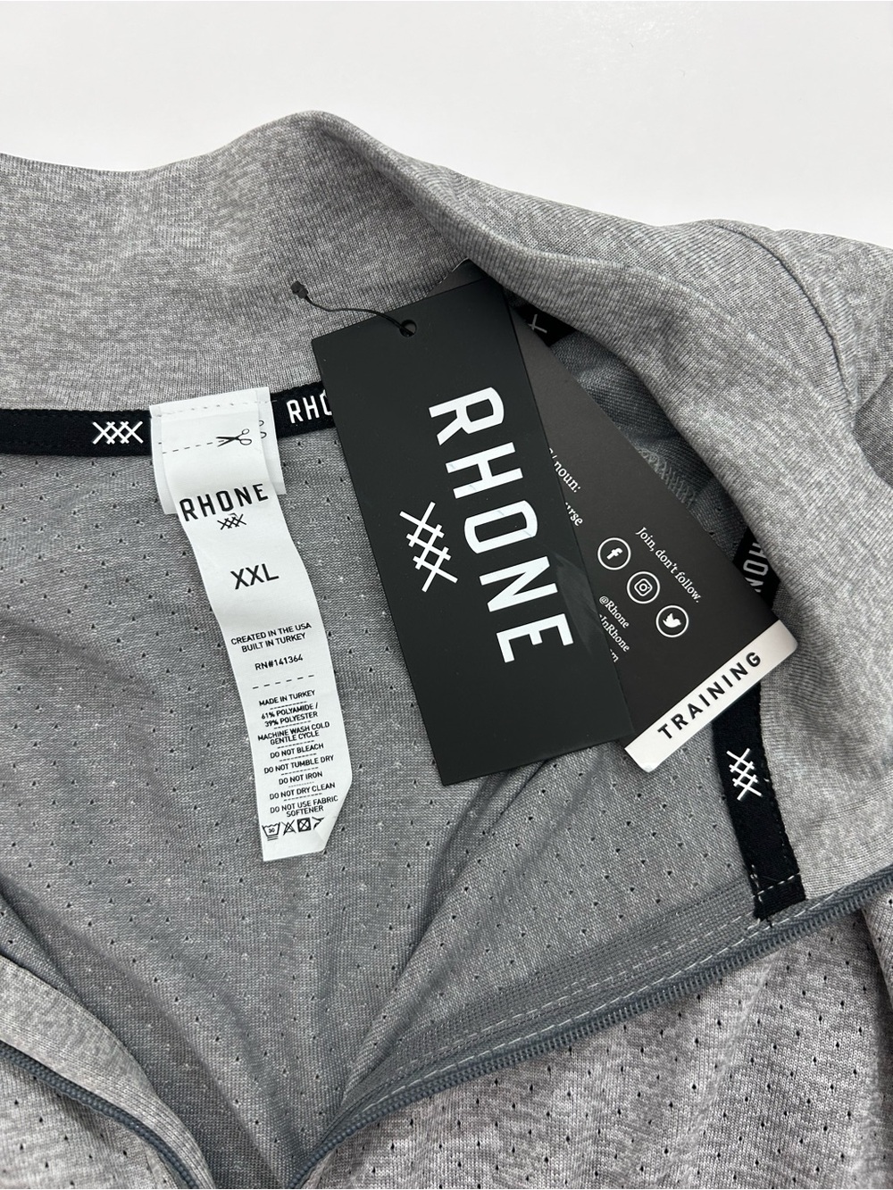 NWT Rhone Training Apparel Versatility Gray Seamless Quarter-Zip Pullover SZ XXL